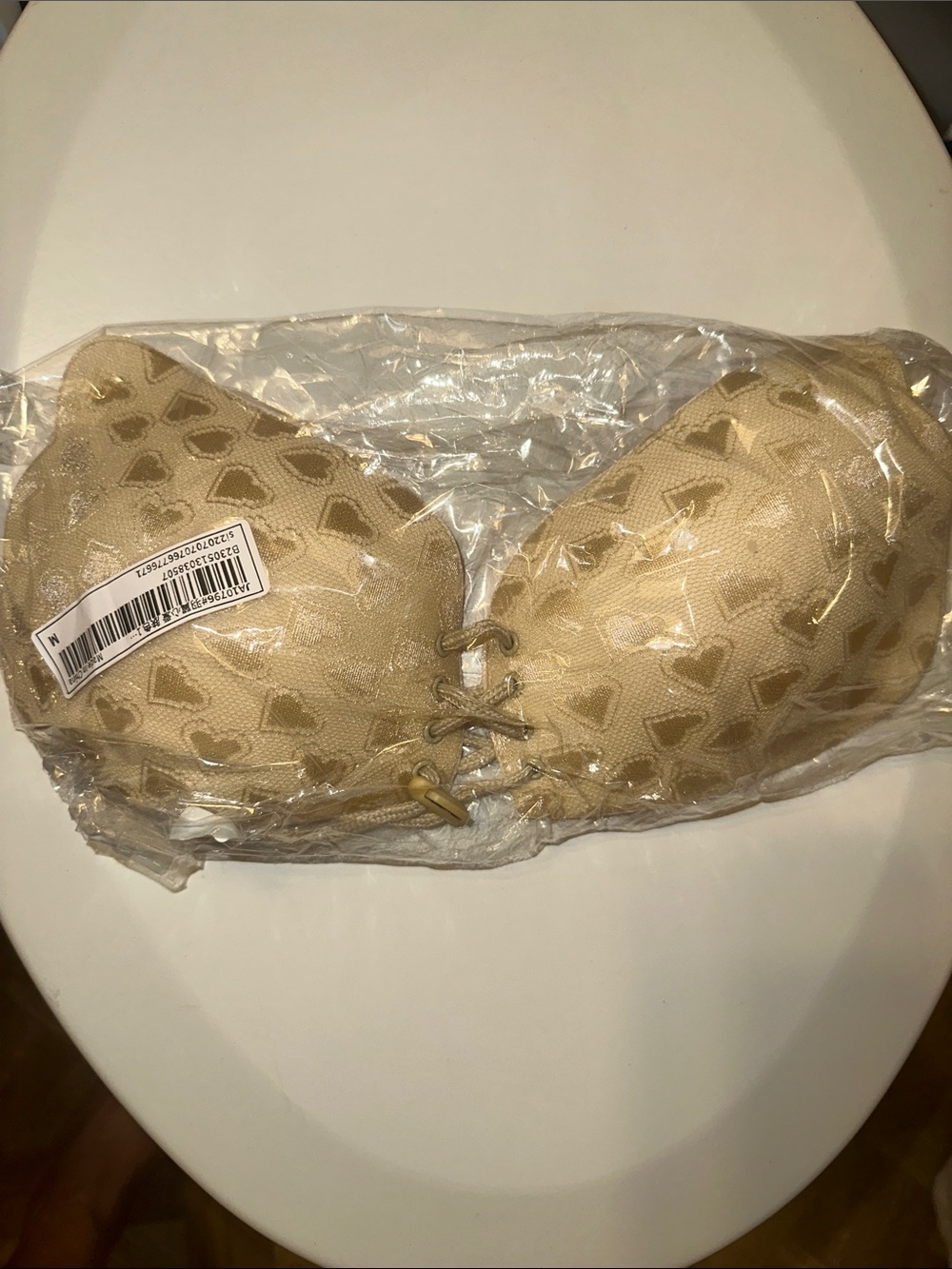 adidas Beige Lace-Up Strapless Bra with Heart Motif - Picture 2 of 5